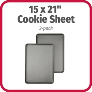 GoodCook Dishwasher Safe Nonstick Steel XL Cookie Sheet, 15” x 21”, Gray, Set of 2