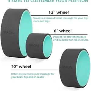 GRACIAS Yoga Wheel Set, Strong & Comfortable Sports Yoga Wheel for Back Pain, Stretching, Improving Flexibility, Free Yoga Strap & Guide (3 Pack, 13, 10, 6 inch)