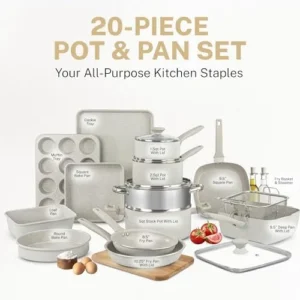 Granitestone 20 Pc Pots and Pans Set Non Stick Cookware Set, Kitchen Cookware Sets, Pot and Pan Set, Pot Set, Diamond Coated Nonstick Cookware Set with Lids, Healthy and Non Toxic, Dishwasher Safe