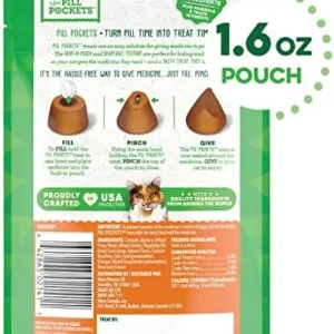 Greenies Feline Pill Pockets for Cats Natural Soft Cat Treats, Chicken Flavor, 1.6 oz. Pack (45 Treats)