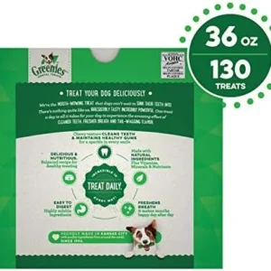 Greenies Original Teenie Natural Dental Care Dog Treats, 36 oz. Pack (130 Treats)