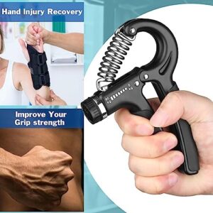 Grip Strength Trainer, Hand Grip Exerciser Strengthener with Adjustable Resistance 11-132 Lbs (5-60kg), Forearm Strengthener, Hand Exerciser for Muscle Building and Injury Recover