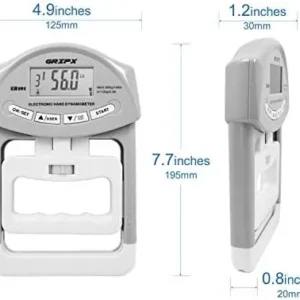 GRIPX Digital Hand Dynamometer Grip Strength Measurement Meter Auto Capturing Electronic Hand Grip Power 198Lbs / 90Kgs