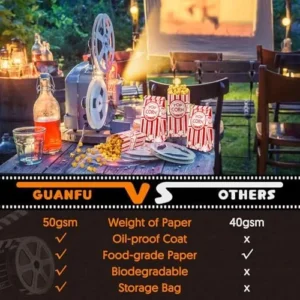 GUANFU Paper Popcorn Bags Bulk – 1oz Popcorn Bags Individual Servings Popcorn Machine Supplies for Movie Night Carnival Theme Party Disposable Pop Corn Snack Bag for Theater Style Popcorn Maker(500)