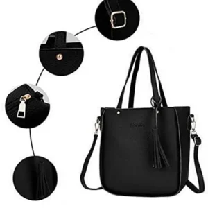 Handbags For Women, Women Bag Set Soft Pu Leather Handle Bags Set Tote Bag Shoulder Bags Crossbody Bag Wallet Cards Holder Perfect For Daily Use (Black)