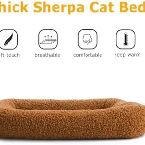 HAPYKITYS Cat Wall Furniture Beds Soft Cat Condo Cushion for Indoor Cats Winter Warm Teddy Fleece Pet Beds 2PCS/Pack(Brown)