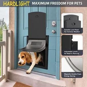 HARDLIGHT Weatherproof Dog Door with Sliding Lock Panel, Tunnel Adjustable, Double Flap Dog Door and Cat Door, Strong and Durable, for Medium, Large, and X-Large Dogs