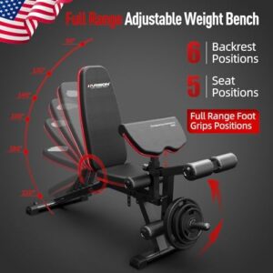 HARISON Adjustable Weight Bench with Leg Extension and Preacher Pad, Flat Incline Decline Exercise Bench for Home Workout Weight Training (Updated)