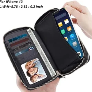 HAWEE Cellphone Wallet for Women Dual Zipper Long Purse with Removable Wristlet