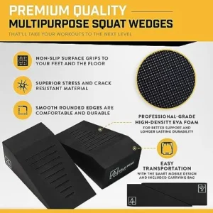 Heal Elevated Squat Wedge Block (2 Set) – EVA Heel Wedge Foam Wedge For Squats – 23.5° Angle Calf Raise Block and Slant Board for Ankle Range – Squat Blocks Reduce Risk of Injury to Knees, Hip, Ankles