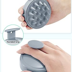 HEETA Hair Scalp Massager, Scalp Scrubber with Soft Silicone Bristles for Hair Growth & Dandruff Removal, Hair Shampoo Brush for Scalp Exfoliator, Sky Gray