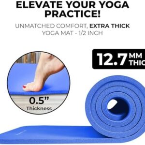 HemingWeigh Yoga Mat Thick, Yoga Set for Home Workouts, 1/2 Inch Thick Yoga Mat for Women, Men, Non Slip Yoga Mat with Yoga Foam Blocks, Yoga Strap, 2 Microfiber Towels, Beginner Friendly