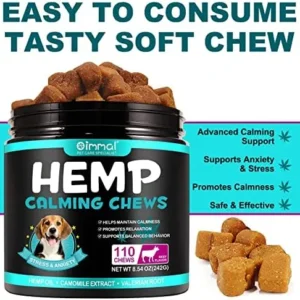 Hemp Calming Chews for Dogs, Dog Training & Behavior Aids, Dog Calming Treats, Natural Soothing Snacks Hemp + Valerian Root, Dog Anxiety Relief & Aggressive Behavior, 110PCS Calming Dog Treats, Beef