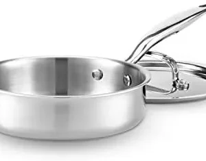 Heritage Steel 1.5 Quart Sauté Pan with Lid – Titanium Strengthened 316Ti Stainless Steel with 5-Ply Construction – Induction-Ready and Fully Clad, Made in USA