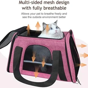 HiCaptain Soft Cat Carrier with Top Mesh Window – Pet Carrier Breathable for Medium Cats and Small Dogs Puppies up to 14 lb (Pink)