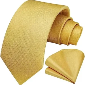 HISDERN Mens Ties Solid Color Tie and Pocket Square Set Classic Woven Formal Neckties & Handkerchief Wedding Party