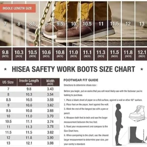 HISEA Work Boots for Men Steel/Soft Toe Boots,6‘’ Waterproof Slip Resistant Industrial & Construction Work Boots