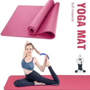 HODIAX Yoga Mats 10mm Extra Thick Yoga Pilates Mats Non-Slip Anti-Tear Yoga Mats For Exercise Fitness Workout With Carrying Straps Blue or Pink Color 72″ x 24″ x 0.4″