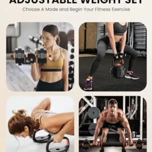 HOFURME Adjustable Dumbbell Set, 33/42/55/62/77 LBS Free Weights Dumbbells, 4 in 1 Weight Set, Dumbbell, Barbell, Kettlebell and Push-up, Home Gym Fitness Workout Equipment for Men and Women