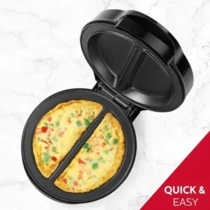 Holstein Housewares – Non-Stick Omelet & Frittata Maker, Stainless Steel – Makes 2 Individual Portions Quick & Easy (2 Section, Black)