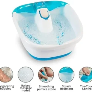 HoMedics Bubble Mate Foot Spa, Toe Touch Controlled Foot Bath with Invigorating Bubbles and Splash Proof, Raised Massage nodes and Removable Pumice Stone