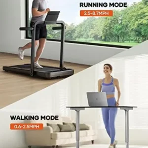 HomeTro 3.0HP Foldable Compact Treadmill,2 in 1 Walking Pad & Jogging Machine for Home/Office,Dual LED Touch Screens Folding Under Desk Motorized Treadmills 265lbs, App& Remote Control,Assembly-Free