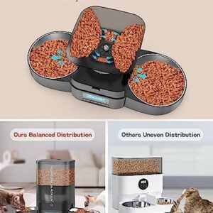 HoneyGuaridan 3.5L Automatic Cat Feeder for Two Cats, Cat Food Dispenser with Stainless Steel Bowl,Timed Cat Feeder Programmable 1-6 Meals Control, Dual Power Supply,Desiccant Bag,10s Meal Call