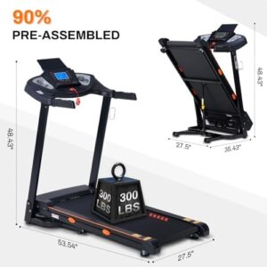 HUAGEED Treadmill with Incline, 300 LBS Running Treadmills for Home with 18″ Wider Belt, 0.5-10 MPH Speed, APP, Folding 15% Auto Incline Treadmill Machine for Office Use (2.5 HP)