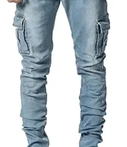 HUNGSON Men’s Slim Fit Stretch Jeans Ripped Skinny Jeans for Men, Distressed Straight Leg Fashion Comfort Flex Waist Pants