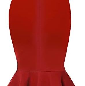 Hybrid & Company Womens Premium Nylon Ponte Stretch Office Fishtail Pencil Skirt High Waist Made in The USA Below Knee