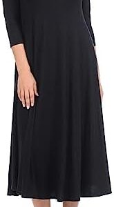 iconic luxe Women’s Flowy A-Line Swing Midi Dress Three-Quarter Sleeve Casual Formal