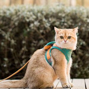 IDOLPET Cat Harness and Leash Set for Walking Escape Proof, Adjustable Kittens Vest with Reflective Strip for Cats Small Dogs Puppies, Soft and Comfortable Cat Outdoor Vest Jacket (Green, M)