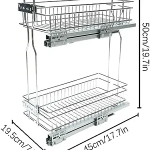 ILWorkTLs Pull Out Cabinet Organizer, 2-Tier Chrome Cabinet with Pull Out Shelves for Kitchen Bathroom