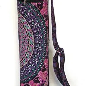 Indian Handmade Cotton Mandala Yoga Mat Carrier Bag With Shoulder Strap Throw