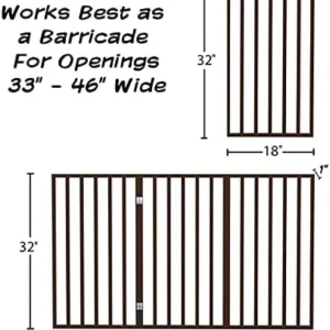 Indoor Pet Gate – 3-Panel Folding Dog Gate for Stairs or Doorways – 54×32-Inch Tall Freestanding Pet Fence for Cats and Dogs by PETMAKER (Brown)