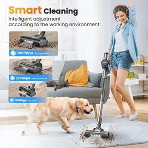 INSE Cordless Vacuum Cleaner, 400W Stick Vacuum with 30Kpa Powerful Suction, 55min Runtime, Smart Induction Auto-Adjustment, Rechargeable Vacuum Cleaners for Home Carpet Floor Pet Hair, LED Display-S9