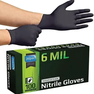 Inspire Black Nitrile Gloves | HEAVY DUTY 6 Mil Nitrile THE ORIGINAL Nitrile Medical Food Cleaning Disposable Gloves