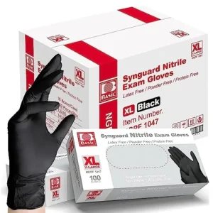 Intco Basic Medical Black Nitrile Exam Gloves – Latex-Free & Powder-Free – NGPF 1047 (Pallet of 48,000), Xtra Large