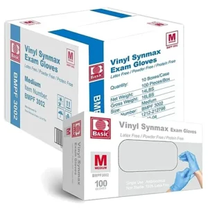 Intco Basic Medical Synmax Vinyl Exam Gloves – Latex-Free & Powder-Free – Medium, BMPF-3002(Pallet of 48,000)