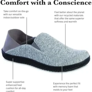 isotoner Men’s Sport Knit Closed Back Slipper: Indoor/Outdoor Sole, Memory Foam, Machine Washable