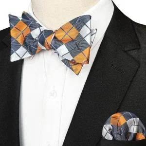 JEMYGINS Original Mens Bowtie Self Bow Tie & Pocket Square Set