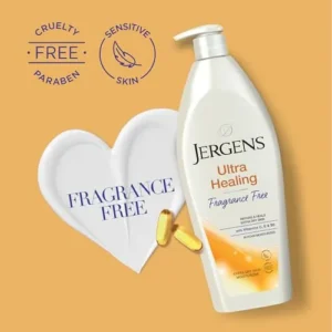 Jergens Hand and Body Lotion, Ultra Healing Dry Skin Moisturizer, Fragrance Free Lotion, Sensitive Skin Lotion, 21 Oz