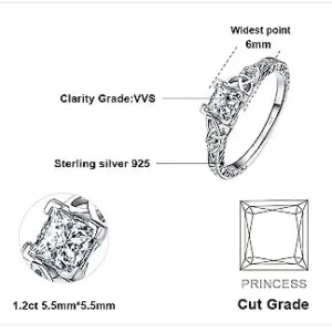 JewelryPalace Vintage Celtic Knot Princess Cut 1.2ct Cubic Zirconia Solitaire Engagement Rings for Women