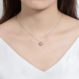 JL LITTLE FOREST Moissanite Necklace for Women, 1-2 CT Solitaire Pendant 925 Sterling Silver Diamond Necklaces Round D-E Color VVS1 Clarity White Gold Plated Necklaces Mother’s Day Wedding Gifts for Her