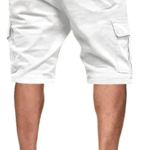 JMIERR Mens Casual Twill Cargo Shorts Cotton Drawstring Classic Cargo Stretch Short with 6 Pockets