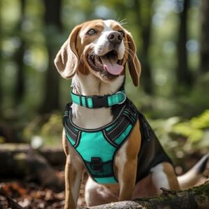 Joytale Reflective Dog Collar,Soft Neoprene Padded Breathable Nylon Pet Collar Adjustable for Medium Dogs,Teal,M