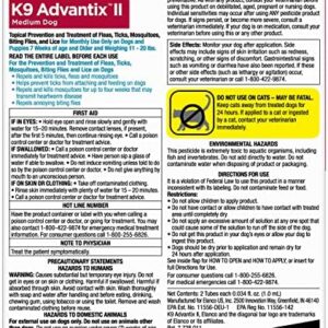 K9 Advantix II Medium Dog Vet-Recommended Flea, Tick & Mosquito Treatment & Prevention | Dogs 11-20 lbs. | 2-Mo Supply 2 Count(Pack of 1)