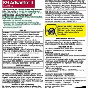 K9 Advantix II Small Dog Vet-Recommended Flea, Tick & Mosquito Treatment & Prevention | Dogs 4-10 lbs. | 2-Mo Supply