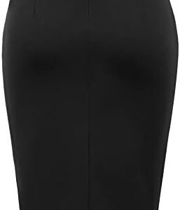 Kate Kasin Wear to Work Pencil Skirts for Women Elastic High Waist Wrap Front