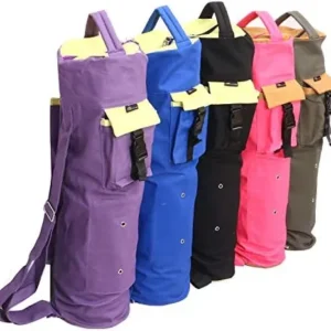 KD Yoga Mat Bag Cotton Canvas Cover Extra Large Bag Multi Functional Pockets For Bottle Belt Bricks Towel Wallet Block & More Sling Bag Mat Holder